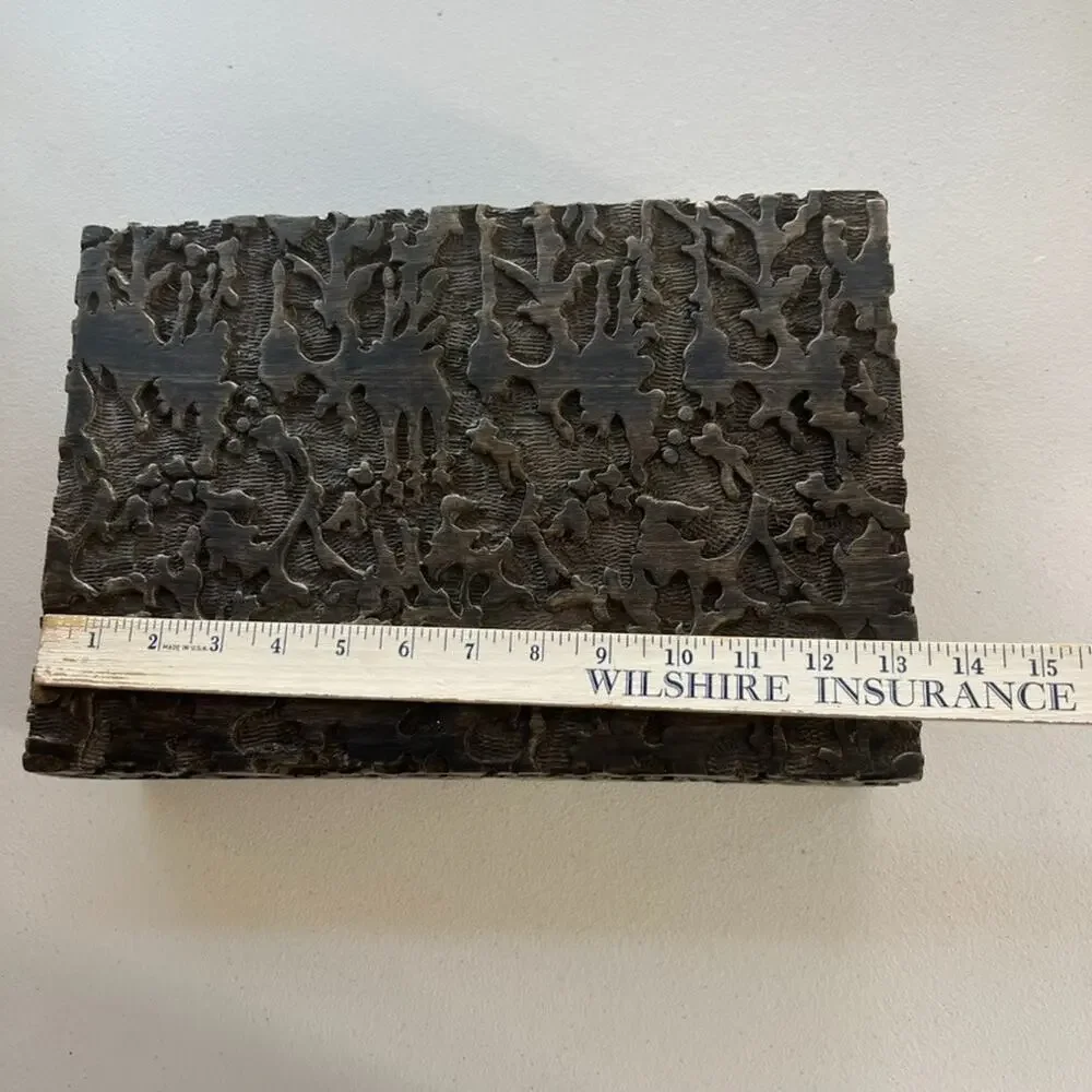Dentwood Decorative Wooden Box Mango Weathered Black Medium Textured Brady Gray